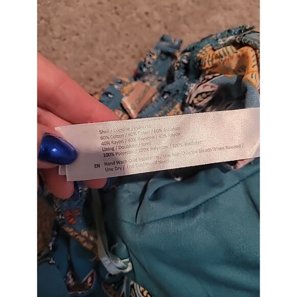 Blue Gray Floral Wide Leg Jumpsuit Strappy Boho Romantic Flowy Size S EUC - Picture 4 of 4